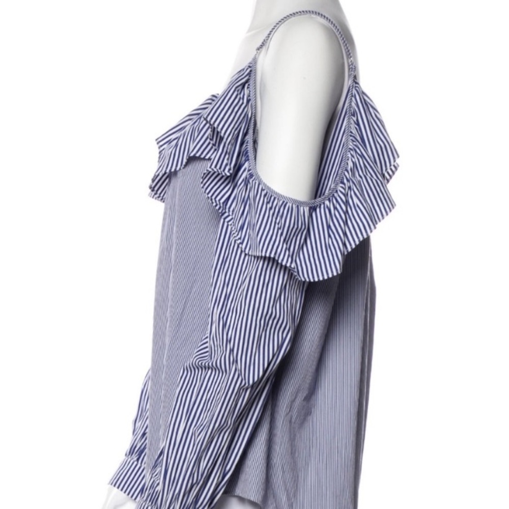 Parker Blue Striped Ruffle Blouse - Picture 2 of 9